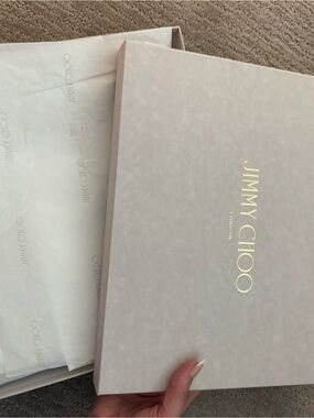 Jimmy Choo Light cream thin Box with Gold Logo